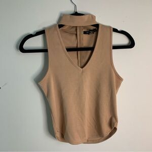 Revamped Tan Choker Keyhole Crop Top Size Medium